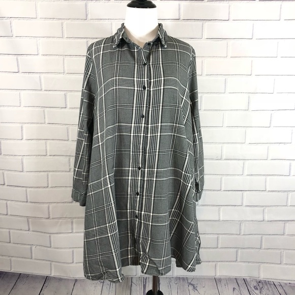 Zara Dresses & Skirts - Zara Woman Gray Plaid Swing Shirtdress
